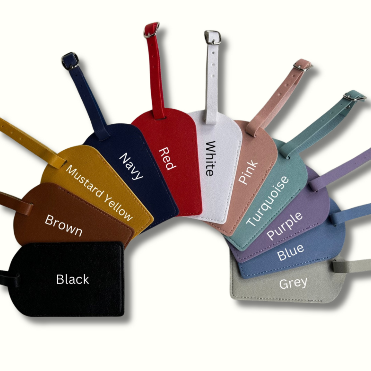 Personalised Vegan Leather Rounded Luggage Tag