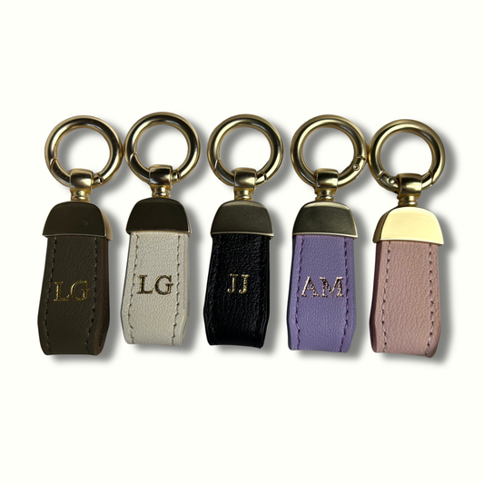 Personalised Leather Short Loop Keychain