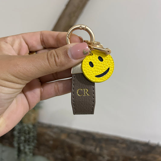 Smile Charm Keychain - Brown/ Gold - CR