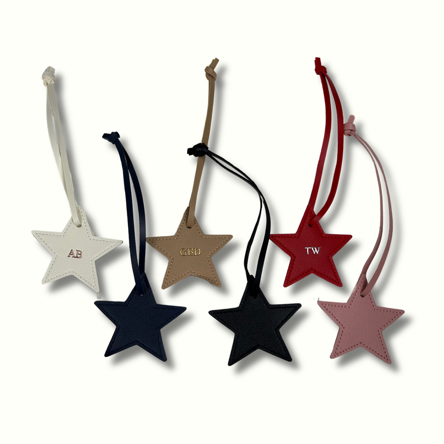 Personalised Vegan Leather Star Bag Charm