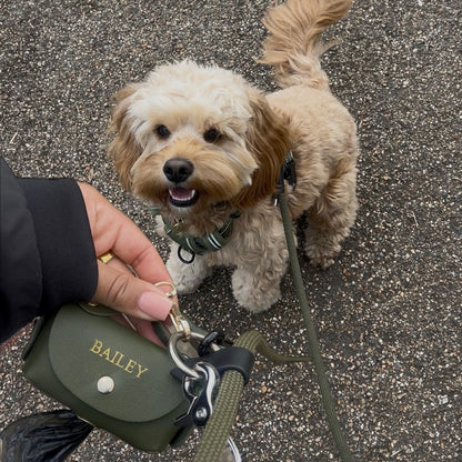 Personalised Vegan Leather Dog Poo Bag Holder