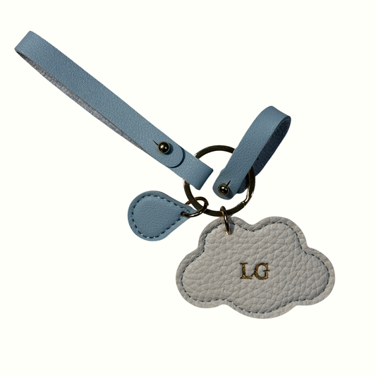 Personalised Rain Cloud Bag Charm Keyring