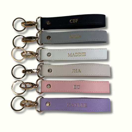 Personalised Vegan Leather Wristlet Keychain