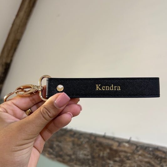 Wristlet Keychain - Black/ Gold - Kendra