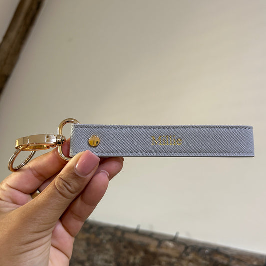 Wristlet Keychain - Grey/ Gold -Millie