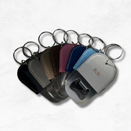 Personalised Vegan Leather Bottle Opener Keychain