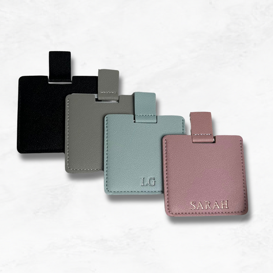 Personalised Vegan Leather Compact Mirror