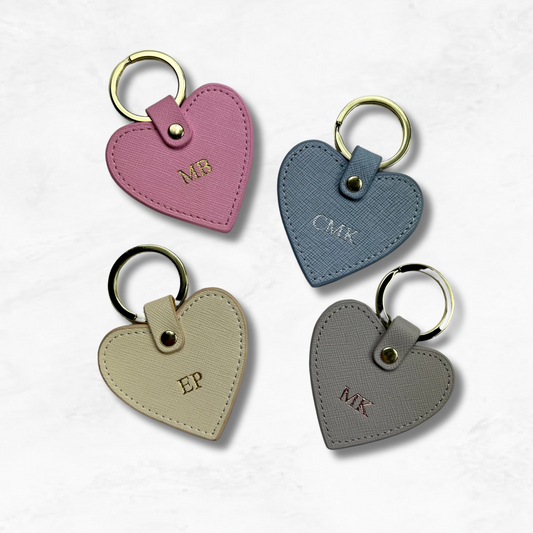Personalised Leather Heart Keychain