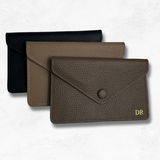 Personalised Leather Card Holder Purse with Envelope Flap