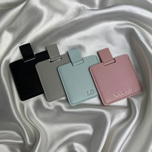 Personalised Vegan Leather Compact Mirror