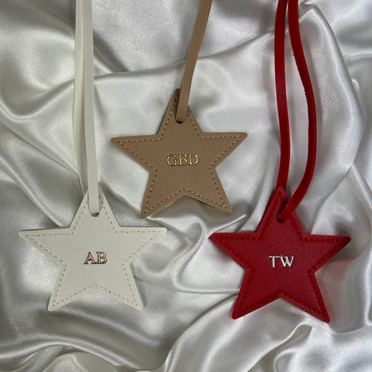 Personalised Vegan Leather Star Bag Charm