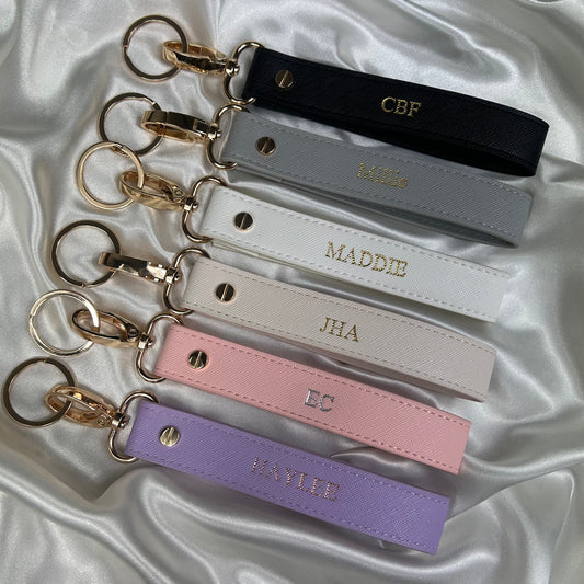 Personalised Vegan Leather Wristlet Keychain