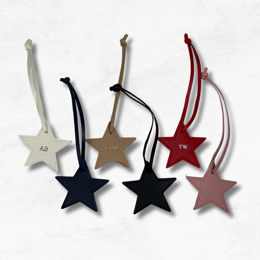 Personalised Vegan Leather Star Bag Charm
