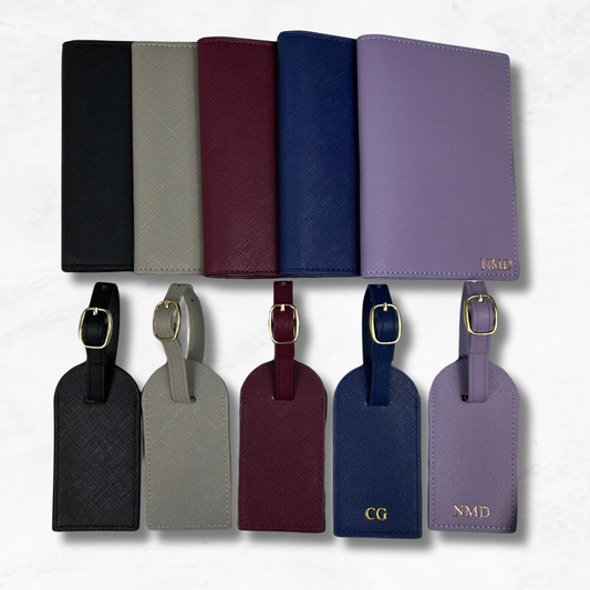 Personalised Vegan Leather Travel Set