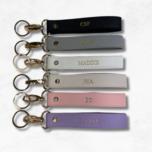 Personalised Vegan Leather Wristlet Keychain